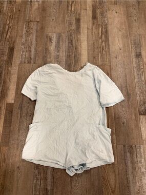 FP Movement by Free People Pale Blue Short Sleeve Romper with Pockets